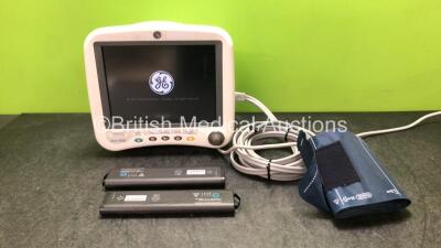 GE Dash 400 Patient Monitor Including ECG, SpO2, CO2, Temp/CO, BP1, BP2 and NIBP Options with 1 x BP Hose 1 x BP Cuff and 2 x GE SM 201-6 Batteries (Powers Up) *SN DSH05293087GA*