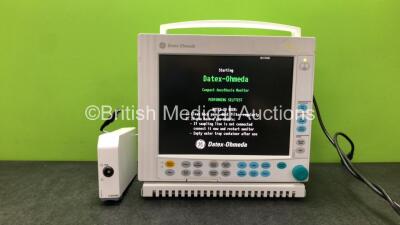 GE Datex Ohmeda Compact Anesthesia Monitor with 1 x GE E-INTPSM Module (Powers Up with Cracked Casing-See Photo)