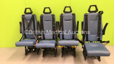 4 x Unwin Foldable / Removeable Ambulance Clamp Seats on Wheels *SN na*