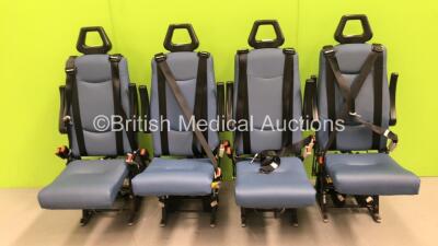 4 x Unwin Foldable / Removeable Ambulance Clamp Seats on Wheels *SN na*