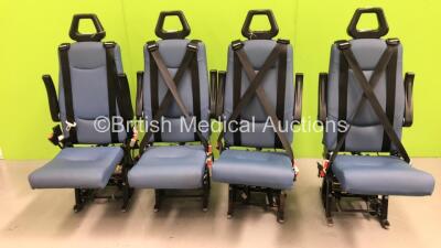 4 x Unwin Foldable / Removeable Ambulance Clamp Seats on Wheels *SN na*