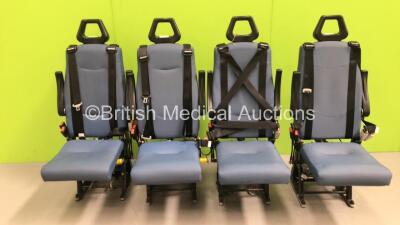 4 x Unwin Foldable / Removeable Ambulance Clamp Seats on Wheels *SN na*