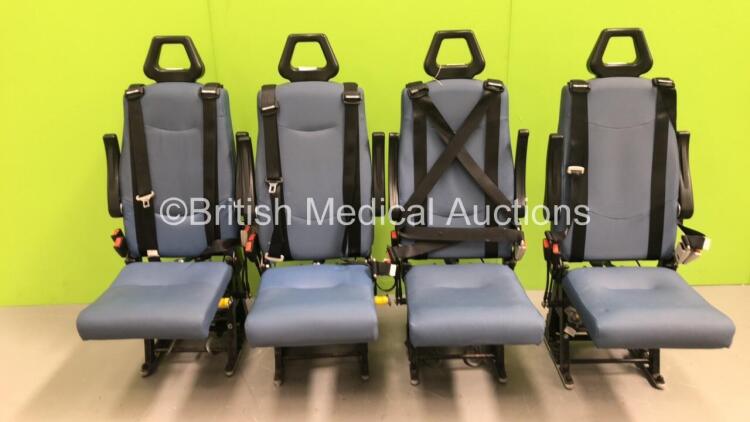 4 x Unwin Foldable / Removeable Ambulance Clamp Seats on Wheels *SN na*