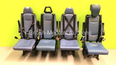 4 x Unwin Foldable / Removeable Ambulance Clamp Seats on Wheels *SN na*