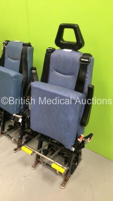 5 x Unwin Foldable / Removeable Ambulance Clamp Seats on Wheels (1 x Missing Head Rests, 2 x Missing Seat Cushions - See Photos) *SN na* - 5