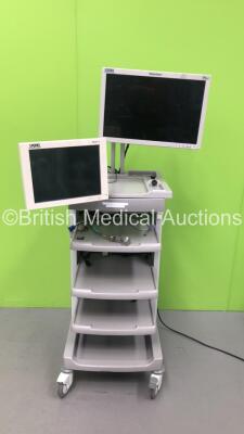 Storz Stack Trolley with Storz Wide View HD Monitor and Storz 200903 31 Touch Screen Monitor (Powers Up)