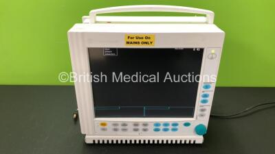 GE Datex Ohmeda Type F-CM1-04 Patient Monitor with 1 x GE M1054424 Interface Module (Powers Up, Damaged to Side Cover, Casing and PSM Frame Mount Lead- See Photos)