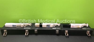 3 x Clement Clarke Perkins Hand Held MK 2 Tonometers in Cases (1 x Missing Product Sticker - See Photos) *SN 1999T2156 / 3613209 / 3609320*