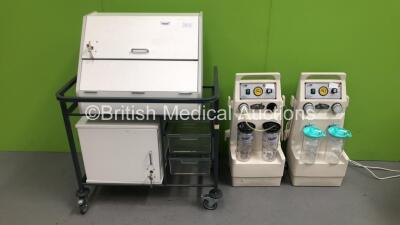 1 x Lockable Drugs Cabinet with Keys and 2 x Oxylitre Suction Pumps with Suction Cups (Both Power Up)