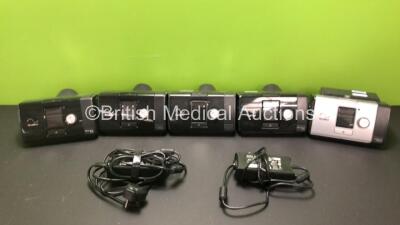 Job Lot Including 2 x ResMed Airsense 10 Elite CPAP Units, 2 x ResMed Airsense 10 Autoset CPAP Units and 1 x ResMed Lumis 150 VPAP ST-A with 2 x Power Supplies (All Power Up) *SN 23201444257 / 23181241992 / 23182633998 / 231710430292 / 22181165682*