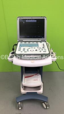 Mindray M5 Portable Ultrasound Scanner *S/N MR-0B002909* **Mfd 11/2010** Software Version I9.M9.R1.TA with 2 x Transducers / Probes (10L4s *Mfd 03/2009* and L74s *Mfd 11/2010*) on Cart (Powers Up)