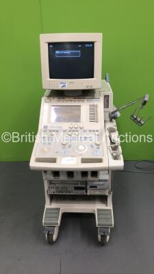 Toshiba PowerVision 6000 Ultrasound Scanner Model SSA-370A with Sony VideoCassette Recorder SVO-9500MDP and Mitsubishi P91 Printer (Powers Up-Damage to Rear Handle-See Photos) * SN 12625444 * * Mfd Dec 2002 * *IR329*