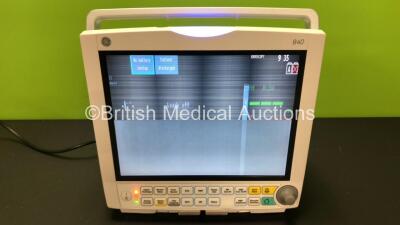 GE B40 Patient Monitor Including ECG, NIBP, SpO2, T1, T2, IBP1, IBP2 and Printer Options *Mfd 03-2016* (Powers Up with Faulty Screen and Damaged Battery Cover - See Photos) *SKZ16100027WA*