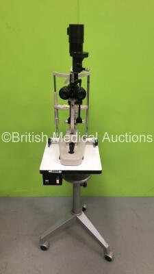 TopCon SL-3E Slit Lamp on Table with 2 x 10x Eyepieces (Unable to Power Test Due to No Power Supply - Incorrect Table for Slit Lamp)