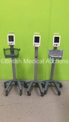 3 x Datascope Duo Vital Signs Monitors on Stands ( 2 x Power Up - 1 x Missing SPO2 Port)