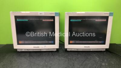 2 x Philips IntelliVue MP70 Patient Monitors (Both Power Up)