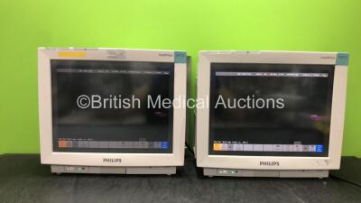 2 x Philips IntelliVue MP70 Patient Monitors (Both Power Up)