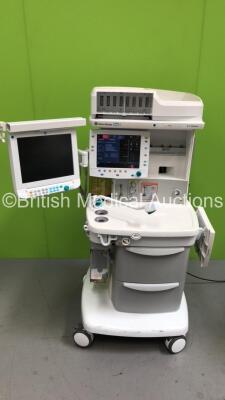 Datex-Ohmeda S/5 Avance Anaesthesia Machine Software Version 06.10 with Bellows, Hoses and GE Type F-CUB-12-GG1 Module Rack (Powers Up with 1 x Faulty Wheel) * SN ANBP00381*