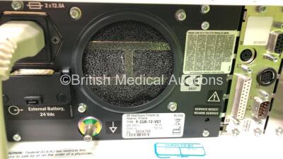 Datex-Ohmeda S/5 Avance Anaesthesia Machine Software Version 06.10 with Bellows, Hoses and GE Type F-CUB-12-GG1 Module Rack (Powers Up with 1 x Faulty Wheel) * SN ANBP00381* - 6