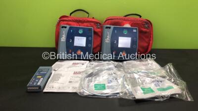 2 x Laerdal Heartstart FR2+ Defibrillators with 3 x Batteries (Install Dates - 09/2025, 08/2019 and 02/2020* 4 x Skintact DF27NC Electrodes (Expiry Dates - 2024, 2020, 2021 and 2023) and 2 x Skintact ECG Electrodes (Expiry Date - 2021) in Cases (Both Powe