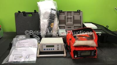 Mixed Lot Including 1 x Mangar ELK Air Pressure Test Kit, 1 x Arrhythmia Trainer, 1 x Zoll Life Band Load Distribution Band, 2 x Zoll Auto Pulse Shoulder Restraints, 1 x Menda Model 35848 Vacuum Unit, 1 x DL 300 Sp02 Stimulator and 1 x Ohmeda Biox 3740 Pu