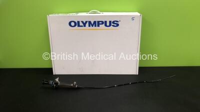 Olympus LF-GP Laryngoscope in Case - Engineer's Report : Optical System - 7 Broken Fibers and Fluid / Dirt Stain Present, Angulation - No Fault Found, Insertion Tube - No Fault Found, Light Transmission - No Fault Found, Channels - No Fault Found, Leak Ch
