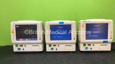 3 x Fukuda Denshi DS-7100 Patient Monitors Including ECG, SpO2, TEMP, BP, NIBP and Printer Options (All Power Up) *SN 50000472, 36050486, 50000458*