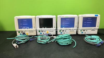 4 x Fukuda Denshi DS-7100 Patient Monitors Including ECG, SpO2, TEMP, BP, NIBP and Printer Options 6 x NIBP Hoses, 3 x SpO2 Finger Sensors (All Power Up) *SN 50000134, 50000564, 50000299, 36090730*