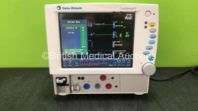 Datex Ohmeda Cardiocap 5 Anesthesia Monitor *Mfd 07-2004* Including Spirometry, ECG, SpO2, NIBP, T1, T2, P1, P2 and D fend Water Trap Options (Powers Up)