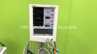 1 x Welch Allyn 53NTO Patient Monitor on Stand and 1 x Mindray Accutorr Plus Patient Monitor with 2 x Leads (Both Power Up) *JA115680 / A726311-K2* - 3