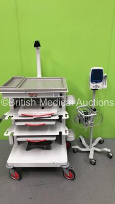 1 x Pentax Stack Trolley and 1 x Welch Allyn Spot Vital Signs LXi Monitor on Stand (Flat Battery)