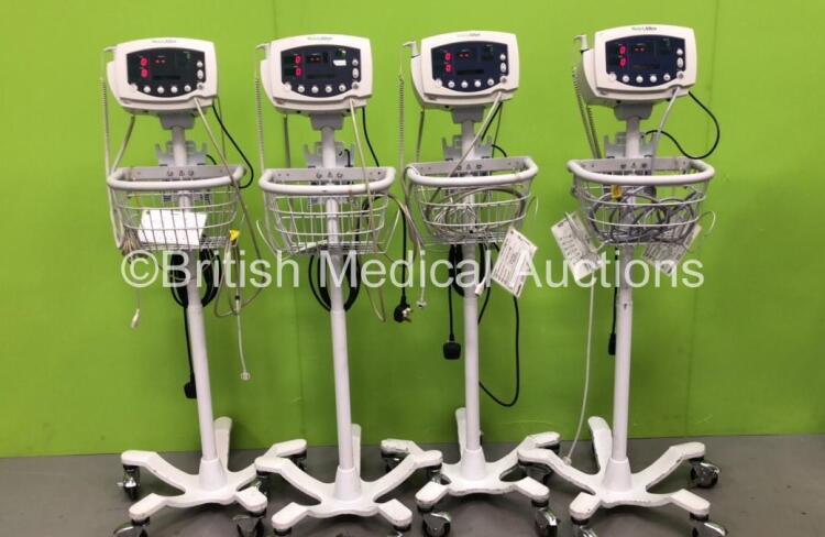 4 x Welch Allyn 53N00 Vital Signs Monitors on Stands (All Power Up) *C*