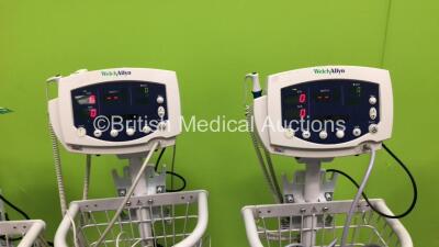4 x Welch Allyn 53N00 Vital Signs Monitors on Stands (All Power Up) *C* - 3