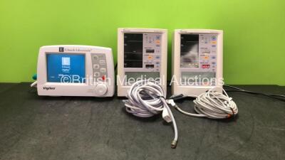 Job Lot Including 1 x Edwards Lifesciences Vigileo Patient Monitor with 1 x Flo Trac Connection Cable, 2 x Datascope Accutorr Plus Patient Monitors with 2 x NIBP Hoses (Both Power Up) *SN VL002537, A77047B9, A77079B9*