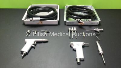 Job Lot Including 1 x AO Air Drill Handpiece with Hose, 1 x Attachment and 2 x Chuck keys, 1 x 3M Mini Driver Handpiece with Hose, 5 x Attachments and Chuck Key *SN 30636 / 12269*