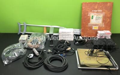 Mixed Lot Including 1 x Sony DVD/CD Rewritable Drive, 1 x Penlon Pressure Failure Alarm, 1 x BP Cuff for Thigh, 4 x 3M Tegaderm Film Packs (Expired), 1 x X-Ray Phantom, 1 x X-Ray Grid, 1 x PAG Protect-A-Grid, 1 x GE Test Cassette, 5 x Accumed Keyboards (B