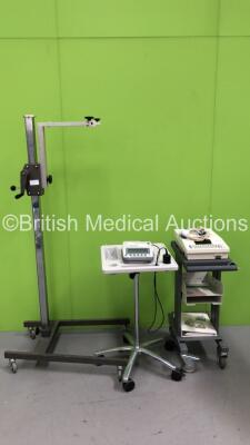 Mixed Lot Including 1 x Spacelabs Eclipse 850 ECG Machine on Stand with 10 Lead ECG Lead (No Power) 1 x Verathon BladderScan BVI 3000 with Probe on Trolley (No Battery) and 1 x Metal Stand with Winding Height Mechanism