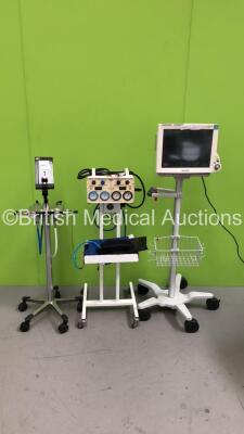 Mixed Lot Including 1 x Philips IntelliVue MP70 Patient Monitor on Stand (Powers Up) 1 x Quantiflex Nitrous Oxide and Oxygen Mixer on Stand with Hoses and 1 x Anetic Aid Tourniquet with Hoses