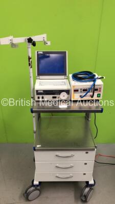 Mixed Lot Including 1 x Karl Storz 200430 20 Tele Pack PAL Control Unit *Version - 1.9* (Powers Up) 1 x DCS TR 5000 Electric Tourniquet Unit (Powers Up) on Endo-Technik Metal Trolley with Drawers