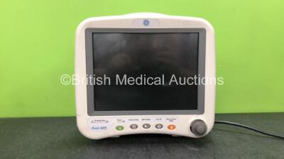 GE Dash 4000 Patient Monitor Including ECG, CO2, NBP, BP1, BP2, SpO2 and Temp Options (Powers Up with Blank Screen and Damaged Dial-See Photos)