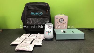 Mixed Lot Including 1 x Natus Algo 3i Newborn Hearing Screener with 7 x Disposable Earphones in Carry Bag (Untested Due to Missing Power Supply) 1 x Fisher & Paykel Neopuff Infant T Piece Resuscitator Unit, 1 x Dantec Urodyn 1000 Urine Analysis and Flow