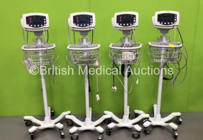 4 x Welch Allyn 53N00 Vital Signs Monitors on Stands (All Power Up) *C*