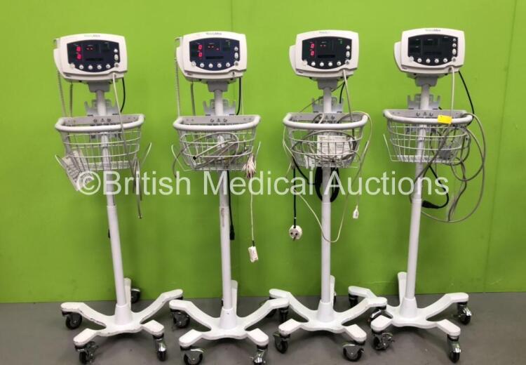 4 x Welch Allyn 53N00 Vital Signs Monitors on Stands (All Power Up) *C*