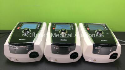 3 x ResMed Stellar 100 CPAP Units with 3 x AC Power Supplies (All Power Up) *SN 22171864093 / 20142753930 / 20150019480*