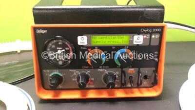 Drager Oxylog 2000 Transport Ventilator Software Version 3.10 with 1 x Hose and 1 x AC Power Supply (Powers Up) *SN SRUH-0039*