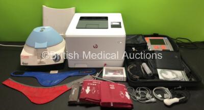 Mixed Lot Including 1 x HP Color LaserJet Pro M452dn Printer (Powers Up) 1 x Thermo Medilite Microcentrifuge, 1 x Seca Paediatric Scales, 2 x Lead Garments, 3 x Finger Sensors, 3 x BP Cuffs and 1 x Cosmed Fitmate Pro Unit with Accessories in Case *SN Z29R