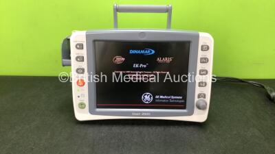 GE Dash 2500 Patient Monitor Including ECG, SpO2, NIBP and Printer Options (Powers Up with Cracked Casing-See Photos) *SN SCG12193574WA*