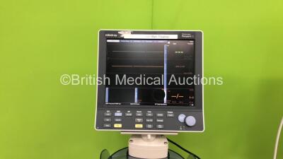 2 x Datascope Passport V Patient Monitors Including Co2, Microstream, ECG, SpO2, P1, P2, T2 and NIBP Options (Both Power Up with 1 x Damaged Display - See Photo) - 2