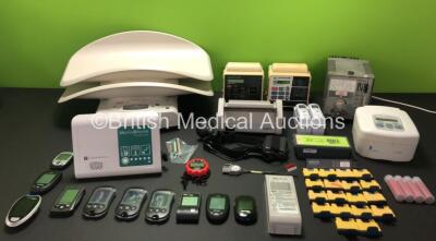 Mixed Lot Including 2 x Criticare Systems 506DXN Monitors, 1 x Weir 423D Meter Unit, 1 x Devilbiss Sleepcube AutoPlus, 2 x Zoll Defibrillator Batteries (Untested) 18 x M3854A SanDisk Cards, 2 x Welch Allyn Pro 6000 Thermometers with Bases, 1 x Idexx Labor