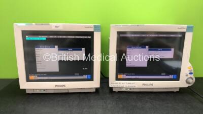 2 x Philips IntelliVue MP70 Anesthesia Monitors (Both Power Up) *G* *SN DE61753221, DE843A5707*